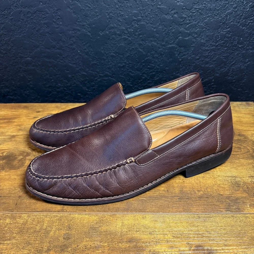 Johnston & Murphy 20-7278 Brown Tumbled Leather Loafers Mens Size 12M